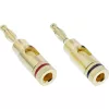 Borne de tornillo (tornillo con conector banana) InLine metal dorado, 1x rojo + 1x negro