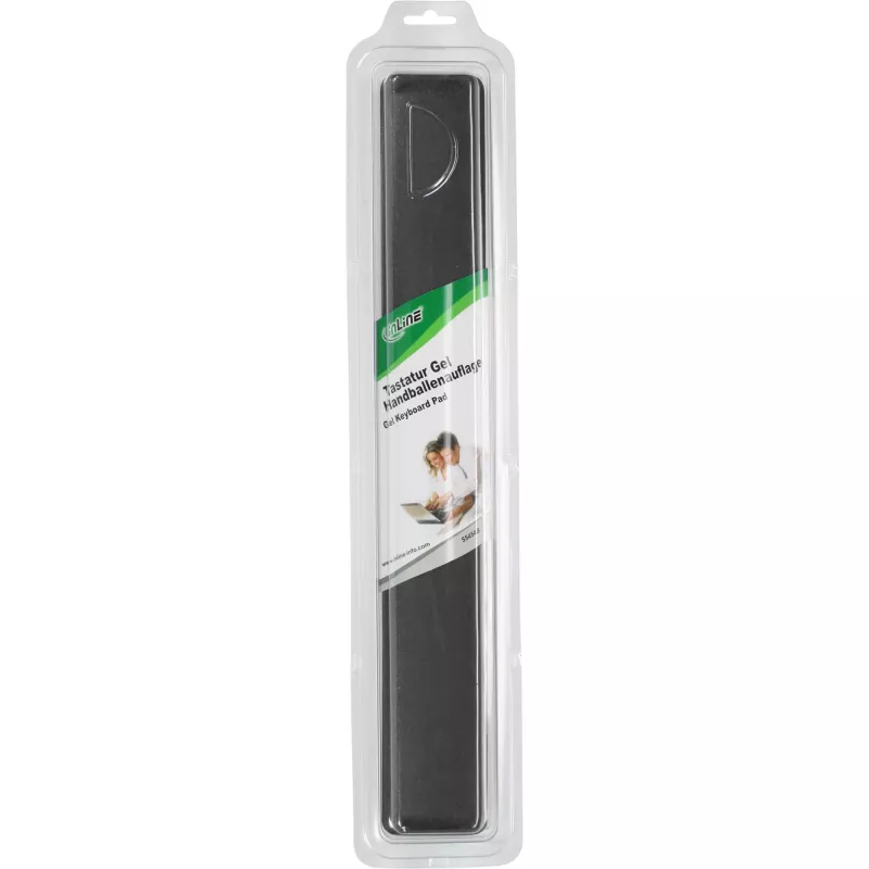InLine 55454S Reposamuñecas de gel para teclado, negro, 464x60x23 mm
