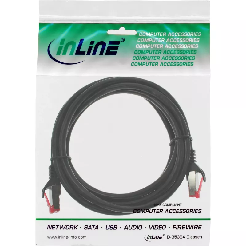 InLine cable de red S/FTP PiMF Cat.6 250MHz PVC CCA negro 1m