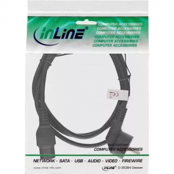 InLine cable de alimentación, CEE7/7 acodado a C15 recto, 3 x 1mm², negro, 3m