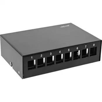 InLine caja de consolidación de escritorio 8x Keystone RJ45, metal, negro RAL9005