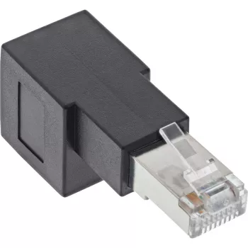 InLine adaptador de cable de red Cat.6A, RJ45 macho / hembra, acodado 90° hacia abajo