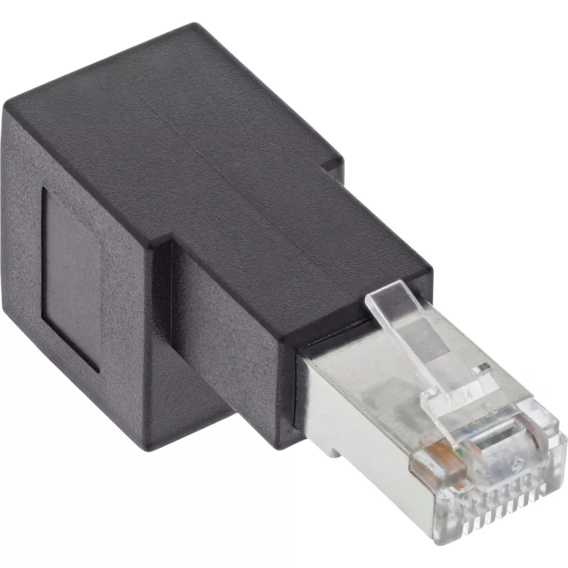 InLine adaptador de cable de red Cat.6A, RJ45 macho / hembra, acodado 90° hacia abajo