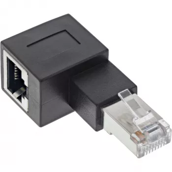 InLine adaptador de cable de red Cat.6A, RJ45 macho/hembra, acodado 90° hacia la izquierda
