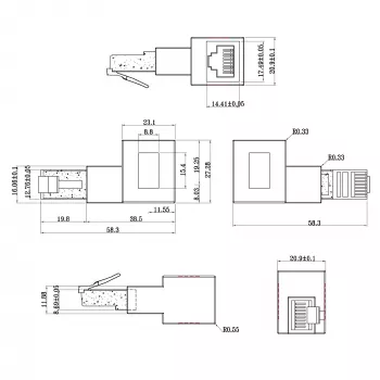 InLine adaptador de cable de red Cat.6A, RJ45 macho/hembra, acodado 90° hacia la izquierda