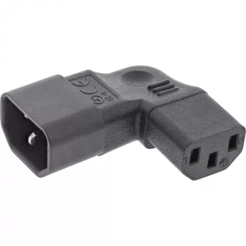 InLine adaptador de alimentación IEC 60320 C14/C13, acodado izquierda/derecha, dispositivo IEC de 3 polos