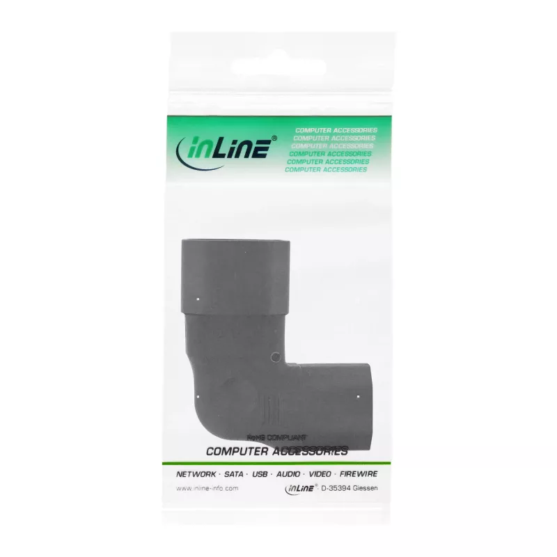 InLine adaptador de alimentación IEC 60320 C14/C13, acodado izquierda/derecha, dispositivo IEC de 3 polos