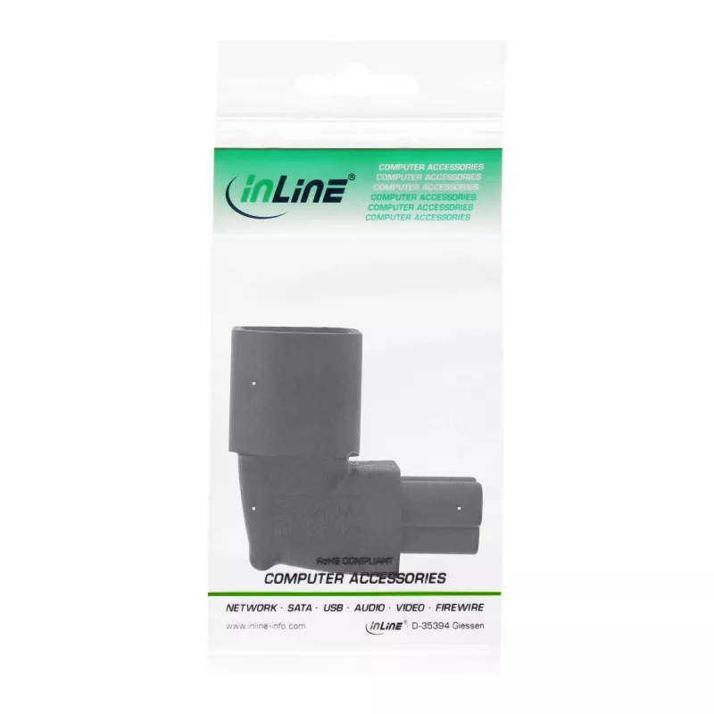 InLine adaptador de alimentación IEC 60320 C14 / C5, acodado arriba/abajo, dispositivo IEC de 3 polos
