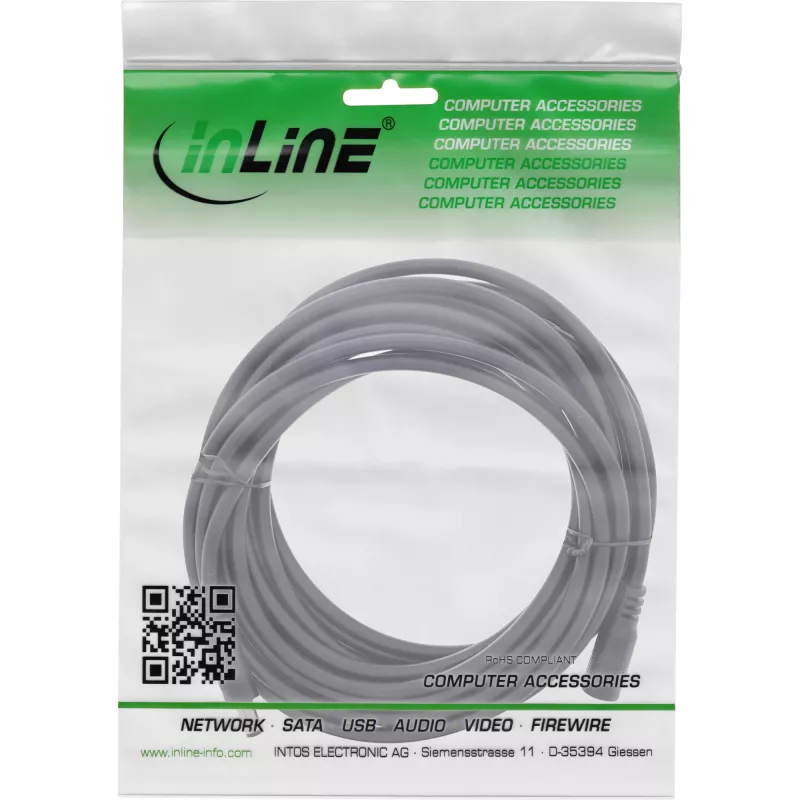 InLine cable de extensión DC, conector DC macho/hembra 5,5x2,1mm, AWG 18, negro, 5m