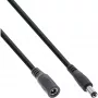 InLine cable de extensión DC, conector DC macho/hembra 5,5x2,5mm, AWG 18, negro 0,5m