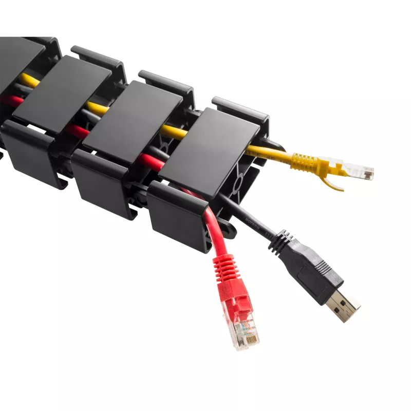 InLine canaleta de cables flexible para mesas de altura regulable, 4 compartimentos, negro