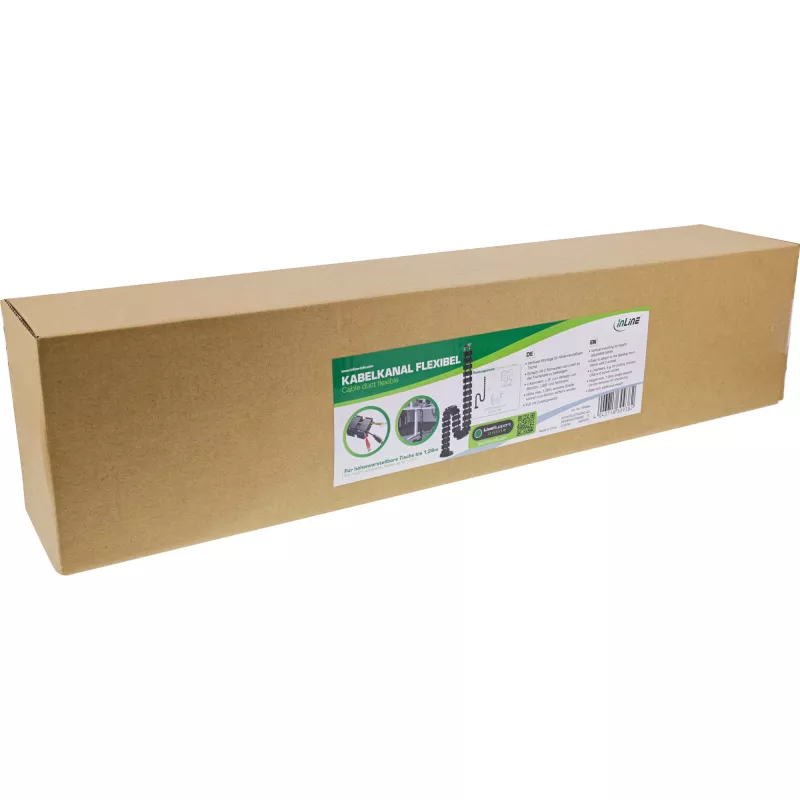 InLine canaleta de cables flexible para mesas de altura regulable, 4 compartimentos, negro