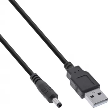 InLine cable adaptador de alimentación DC USB, USB A macho a conector DC 4,0x1,70mm, negro, 1m