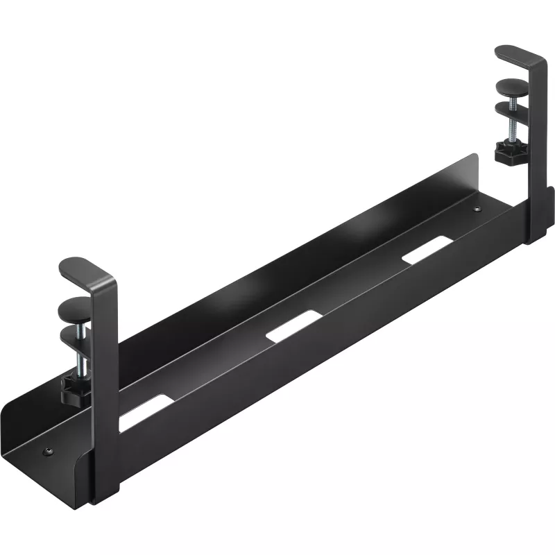 InLine guía de cables, para montaje bajo la mesa, con abrazaderas de tornillo, negro