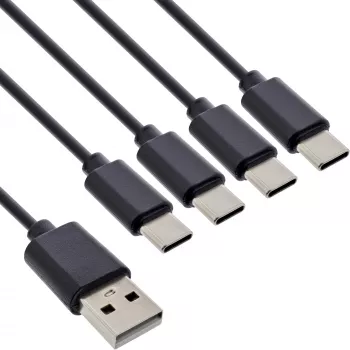 InLine cable de carga en Y USB 4en1, 1x USB-A macho a 4x USB-C macho, negro 2m
