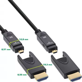 InLine cable HDMI AOC, HDMI Ultra High Speed, 8K4K, conector desmontable, 20m