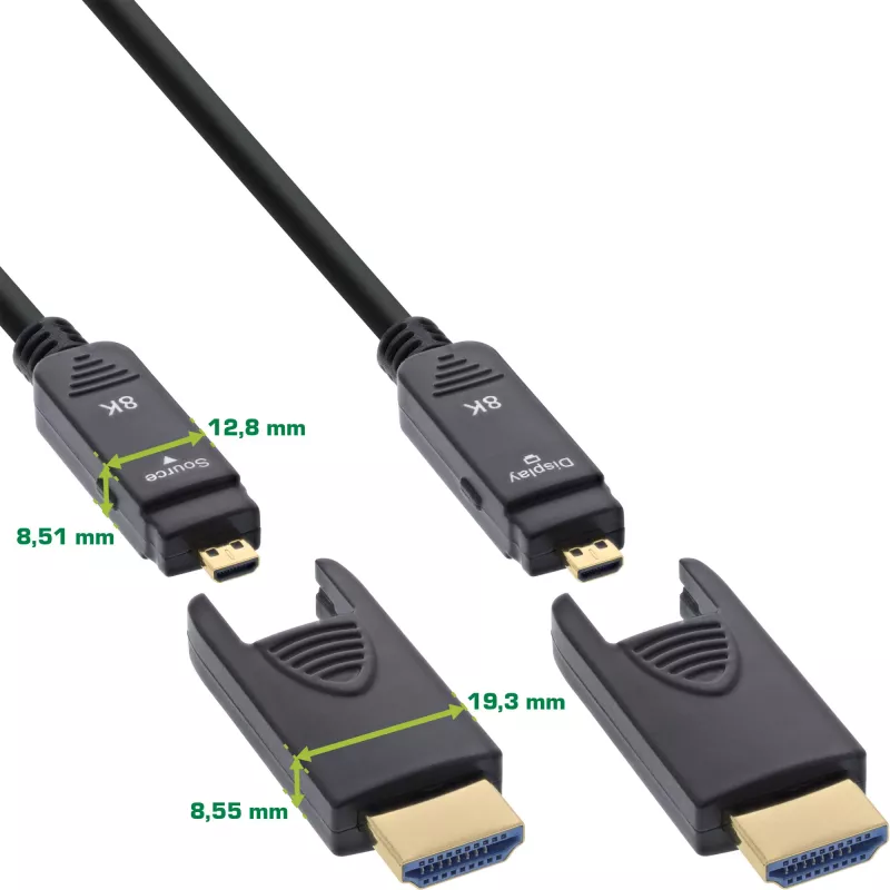 InLine cable HDMI AOC, HDMI Ultra High Speed, 8K4K, conector desmontable, 20m