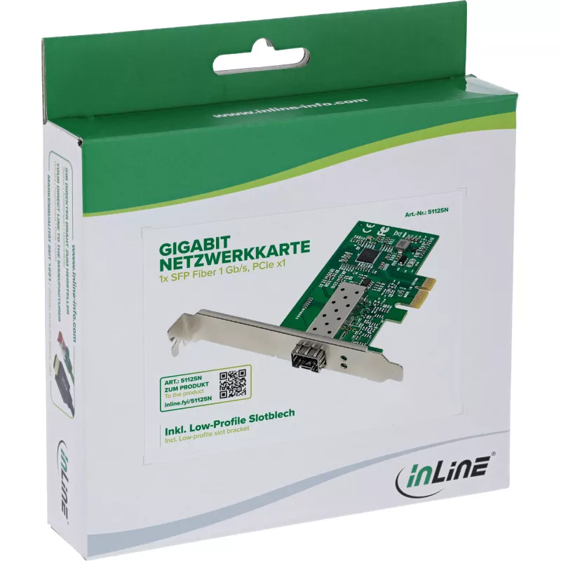 Tarjeta de red interna InLine 51125N fibra óptica 1000 Mbit/s PCI Express