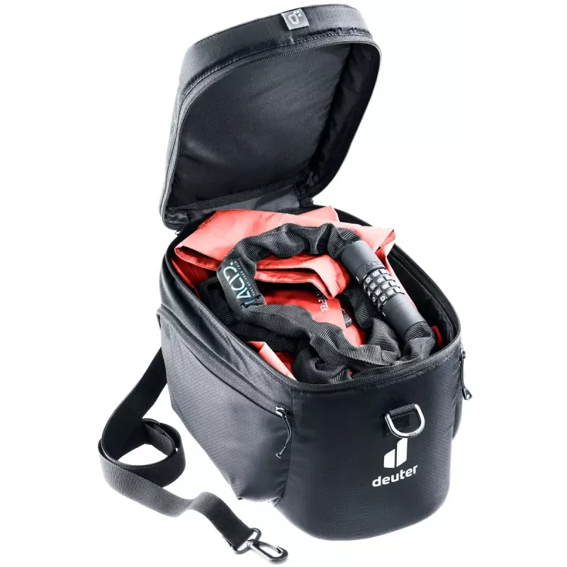 Bolsa para portaequipajes de bicicleta DEUTER Rack Bag 10 — montaje trasero, 10 L, tejido, 180×310×220 mm, Negra