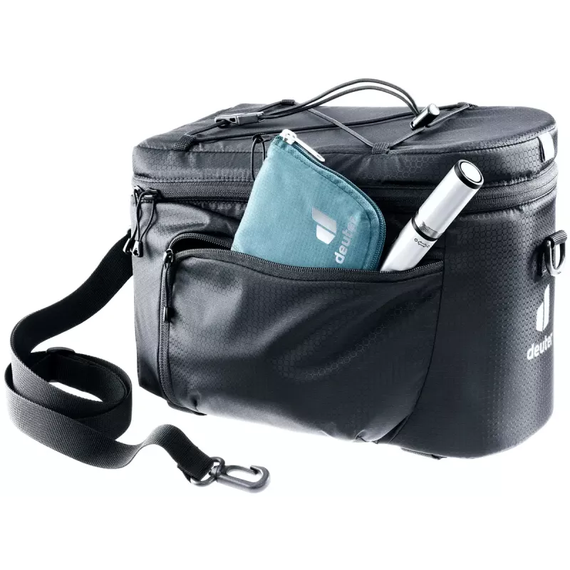 Bolsa para portaequipajes de bicicleta DEUTER Rack Bag 10 — montaje trasero, 10 L, tejido, 180×310×220 mm, Negra