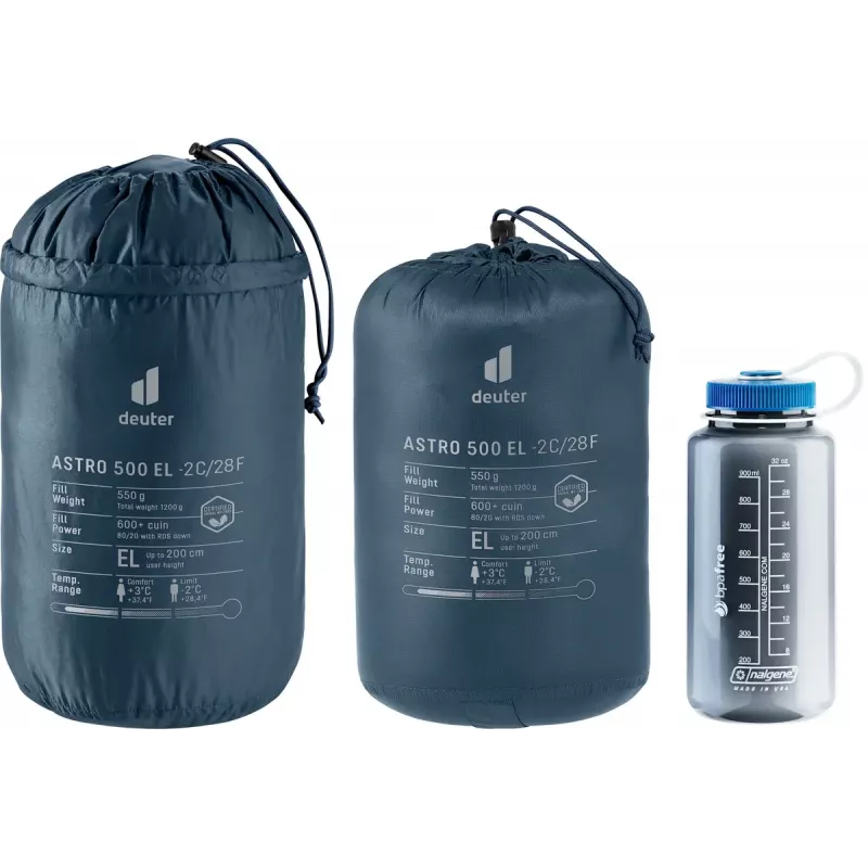Saco de dormir DEUTER Astro 500 EL -2°C / 28°F, momia para adultos, 2200×800×520 mm, Ripstop azul
