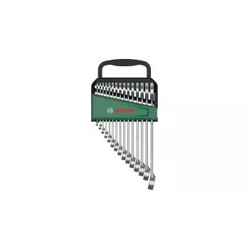 Bosch 1 600 A02 Z9E, 6,7,8,9,10,11,12,13,14,15,16,17,18,19,21 mm, acero inoxidable, acero cromo-vanadio, satinado, 15 piezas
