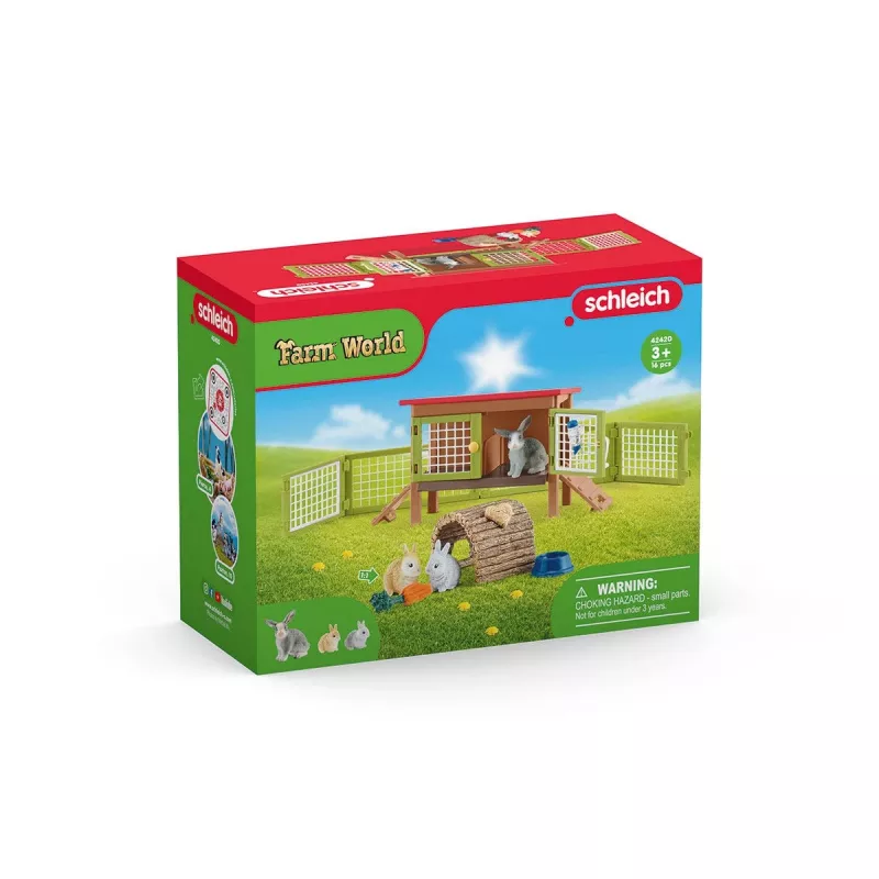 schleich FARM WORLD Conejera, Granja, Animales de granja / Juguete de granja, 3 años, multicolor, plástico