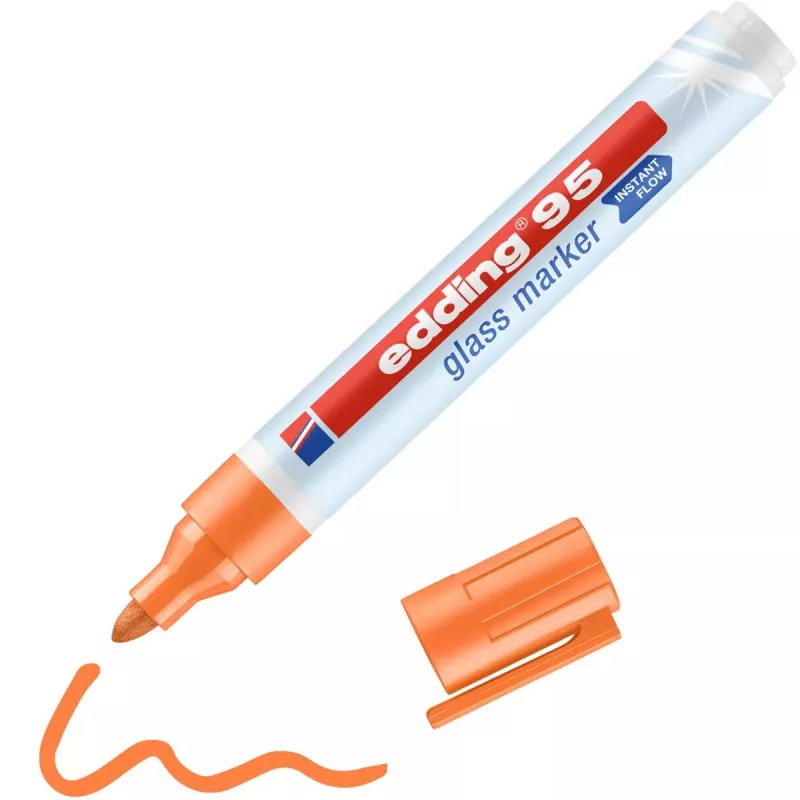 Rotulador para vidrio Edding 95 punta redonda naranja