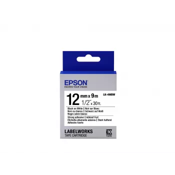 Epson cartucho de etiquetas Strong Adhesive LK-4WBW negro/blanco 12mm (9m)