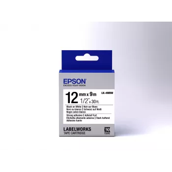 Epson cartucho de etiquetas Strong Adhesive LK-4WBW negro/blanco 12mm (9m)