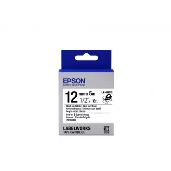 Epson cartucho de etiquetas Iron on LK-4WBQ negro/blanco 12mm (5m)