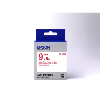 Cartucho de etiquetas Epson Standard LK-3WRN rojo/blanco 9mm (9m), rojo sobre blanco, Japón, 9 mm, 9 m, 1 ud., 25 mm