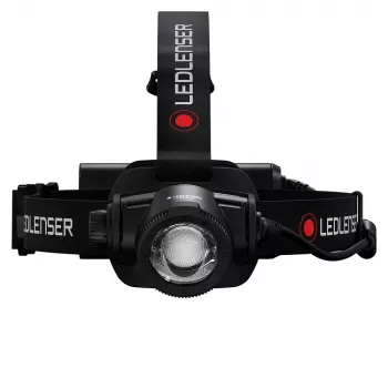 Linterna frontal Led Lenser H15R Core — linterna LED frontal, 2500 lm, batería 21700, IP67, alcance 250 m, 4 niveles de potencia, aluminio, negra