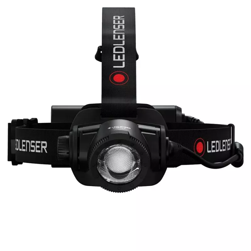 Linterna frontal Led Lenser H15R Core — linterna LED frontal, 2500 lm, batería 21700, IP67, alcance 250 m, 4 niveles de potencia, aluminio, negra