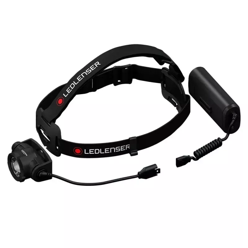 Linterna frontal Led Lenser H15R Core — linterna LED frontal, 2500 lm, batería 21700, IP67, alcance 250 m, 4 niveles de potencia, aluminio, negra