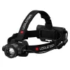 Linterna frontal Led Lenser H15R Core — linterna LED frontal, 2500 lm, batería 21700, IP67, alcance 250 m, 4 niveles de potencia, aluminio, negra