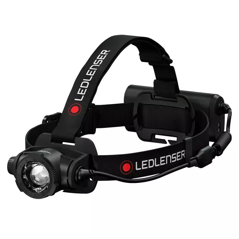 Linterna frontal Led Lenser H15R Core — linterna LED frontal, 2500 lm, batería 21700, IP67, alcance 250 m, 4 niveles de potencia, aluminio, negra