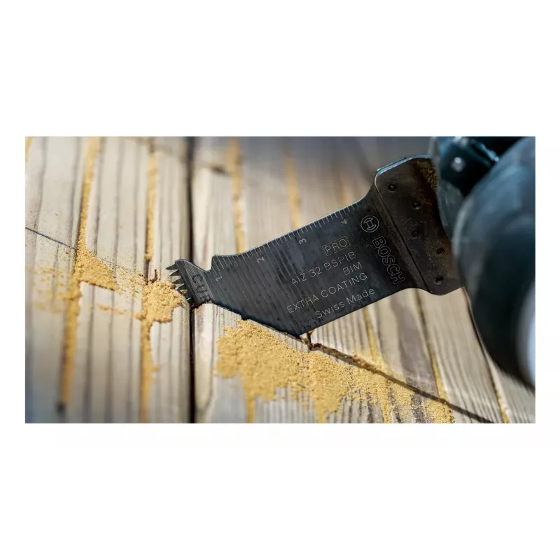 Hoja de sierra de inmersión Bosch PRO AIZ 32 — 32 mm de ancho, 50 mm de profundidad, para madera abrasiva, madera dura, plástico