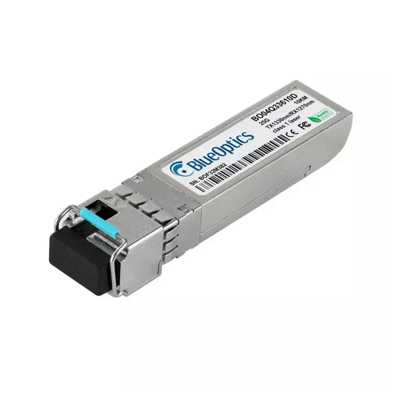 Transceptor SFP28 BiDi BlueOptics BO04Q33610D (S1C96A-BO) — LC-Simplex, 25GBASE-BX-D, monomodo, TX1330nm/RX1270nm, 10 km, DDM, 0–70°C