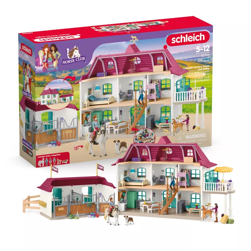 schleich HORSE CLUB Casa de campo y establo Lakeview, Casa, Caballos, 5 años, Multicolor