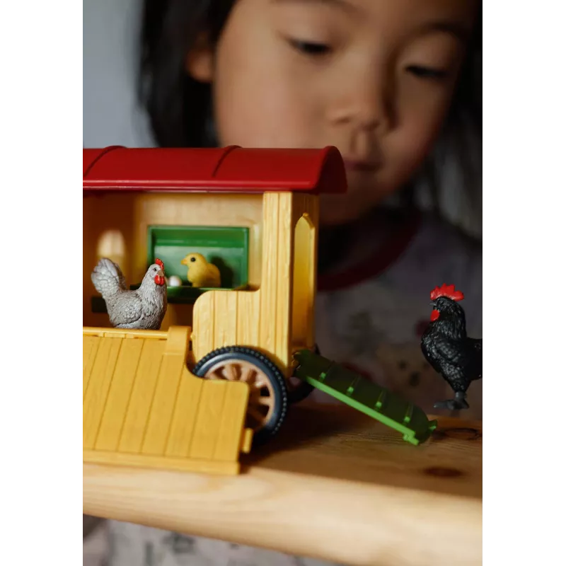 schleich FARM WORLD Gallinero móvil, Granja, Granja, Animales de granja / Juguete de granja, 3 años, Multicolor