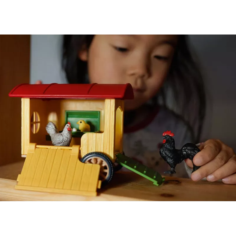 schleich FARM WORLD Gallinero móvil, Granja, Granja, Animales de granja / Juguete de granja, 3 años, Multicolor