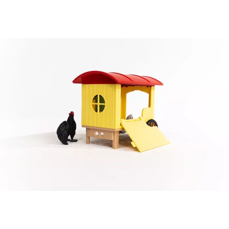 schleich FARM WORLD Gallinero móvil, Granja, Granja, Animales de granja / Juguete de granja, 3 años, Multicolor