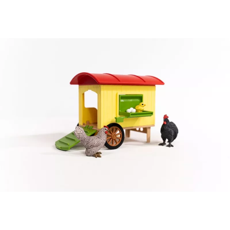 schleich FARM WORLD Gallinero móvil, Granja, Granja, Animales de granja / Juguete de granja, 3 años, Multicolor