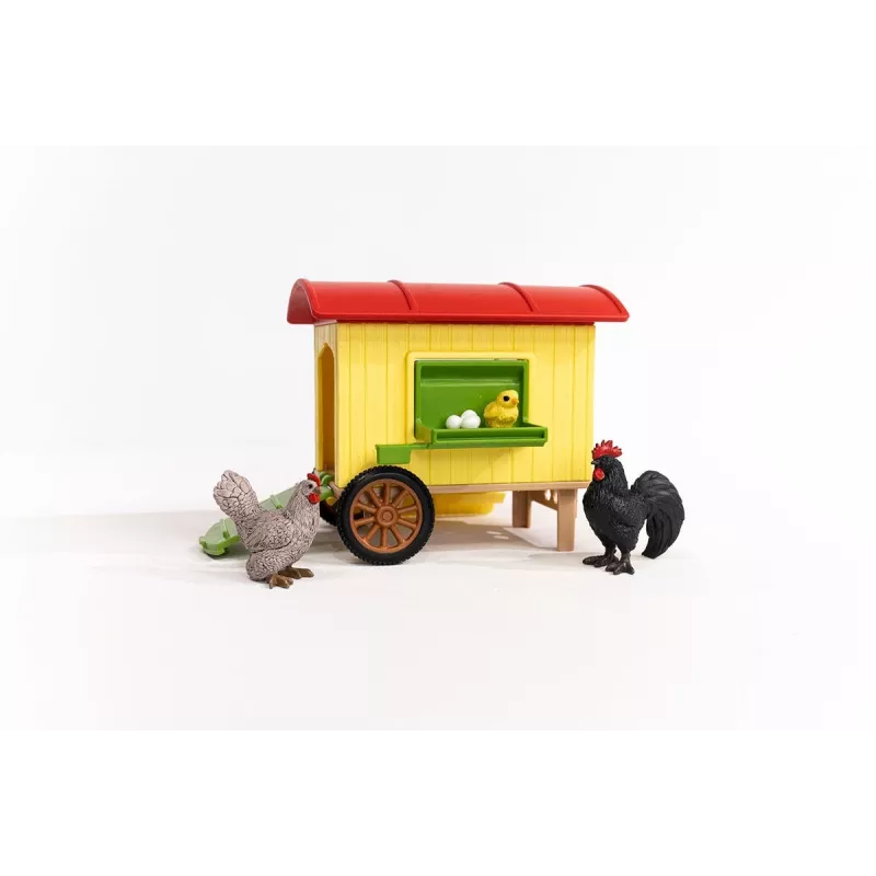 schleich FARM WORLD Gallinero móvil, Granja, Granja, Animales de granja / Juguete de granja, 3 años, Multicolor