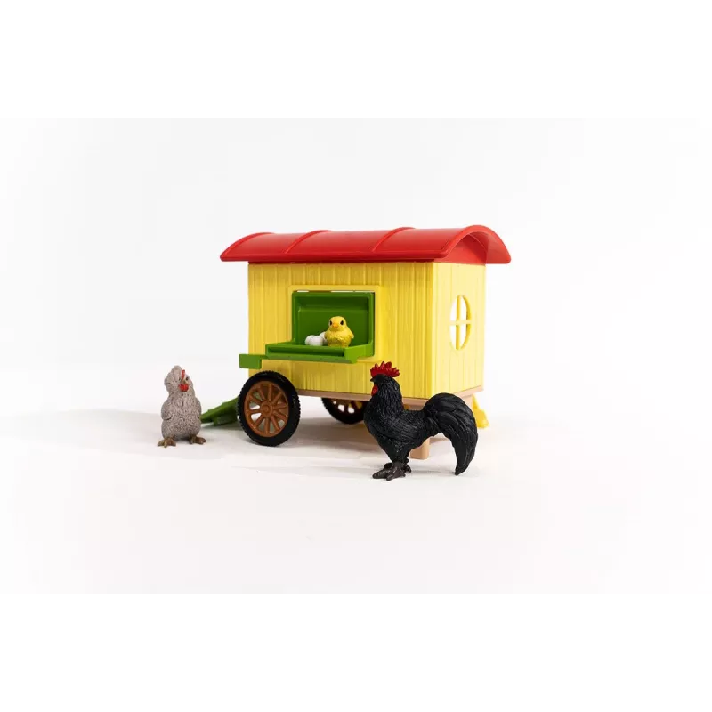 schleich FARM WORLD Gallinero móvil, Granja, Granja, Animales de granja / Juguete de granja, 3 años, Multicolor