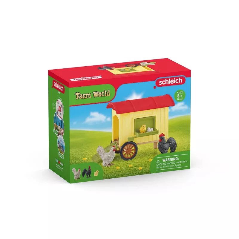 schleich FARM WORLD Gallinero móvil, Granja, Granja, Animales de granja / Juguete de granja, 3 años, Multicolor