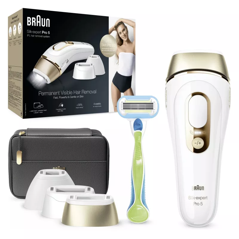 Braun Silk-expert Pro 5 PL5243 Luz pulsada intensa (IPL) Oro, Blanco