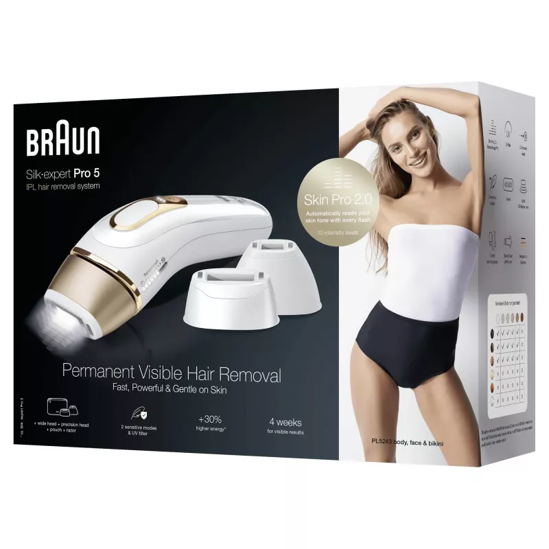 Braun Silk-expert Pro 5 PL5243 Luz pulsada intensa (IPL) Oro, Blanco