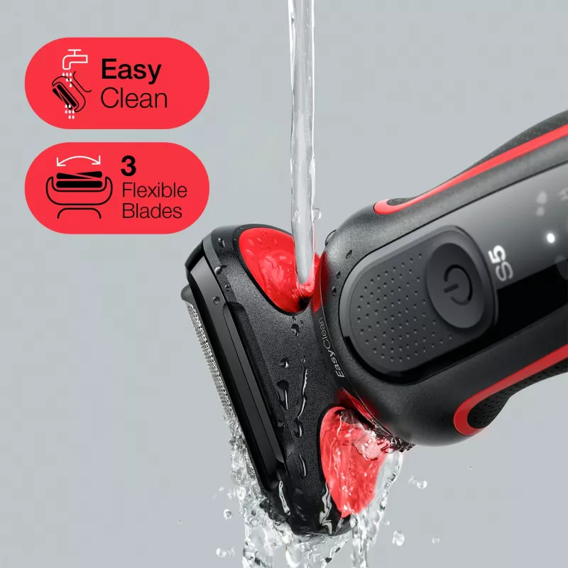 Braun Series 5 51-R1200S maquinilla de afeitar de hombre de láminas con recortadora negra, roja